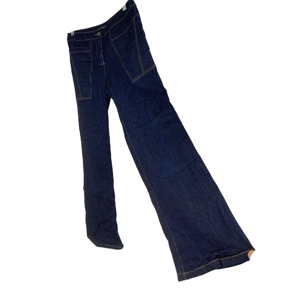 DEREK LAM Wide Flare Leg Dark Wash Denim Jeans Size 6 Stretch RS10278 GUC Mid - Picture 1 of 10